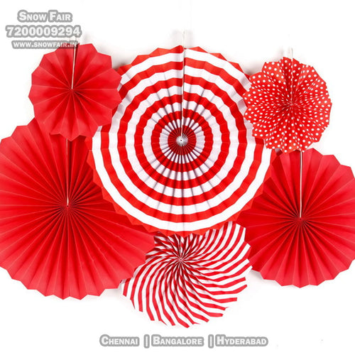 Red paper fan decoration for birthday, colour Red paper fan decoration for birthday, colour Red paper fan decoration for anniversary, colour Black and gold Red paper fan decoration for baby shower Express Delivery All Over India . Book Online At The Best Discounted Offer Price, Budget Friendly, Elite Party Decors, Surprise Party Decors, Indoor And Outdoor Party Decor